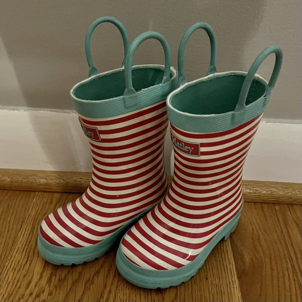 Toddler / Baby Hatley Striped Rain Boots Green Blue Red Size 5